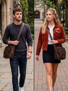 White Stuff Distressed Brown Leather Messenger Crossbody Bag Satchel